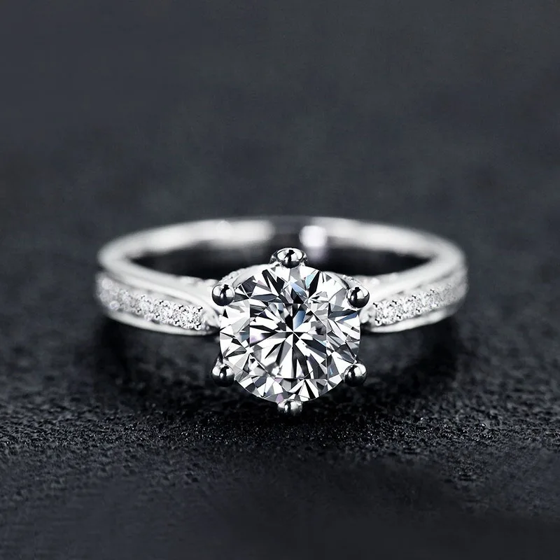 NiceGems 14k White Gold Moissanite Engagement Ring Center 8mm F Color Diamond In Accents Women Wedding Jewellery | Украшения и