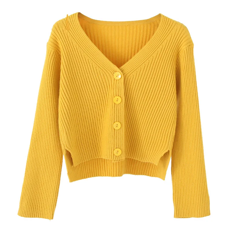 Autumn winter Knitted soft Pure color pit short cardigans Sweater cardigan Women 2019 knit sweater female V-neck coat |