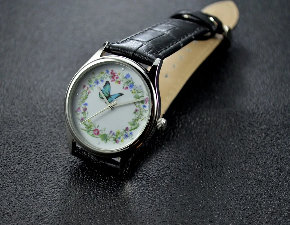 Женские часы с цветами и бабочками женские Бесплатная доставка по всему миру |