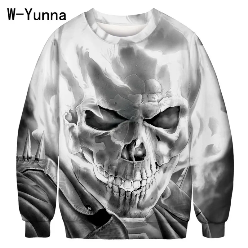 skull W-Yunna, 6 видов, череп, скелет, принт, круглый вырез, кофты для женщин, готика, Харадзюку, 3d принт, высокое качество, спандекс, осенняя женская одежда - Цвет: skull