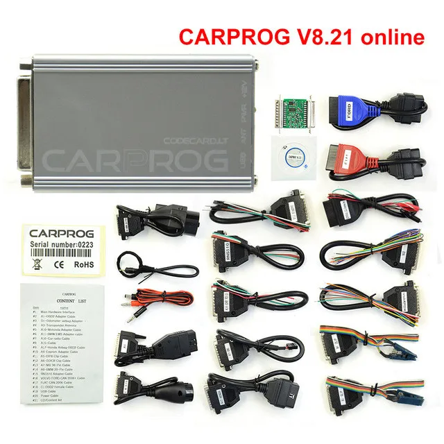 Бесп онлайн Carprog FW V8.21 V10.93 полный набор инструментов для ремонта автомобиля Prog автомобиля 8,21/10,93/10,05 подушка безопасности/радио/приборной панели/программатор системного блока управления - Цвет: 8.21 full set