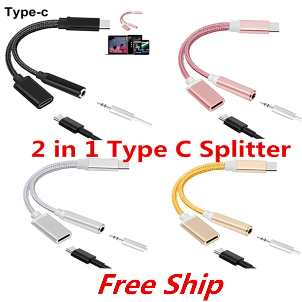 Оптовая продажа 1 шт. USB Type C аудио кабель для 2 в 3 5 мм разъем адаптер наушников
