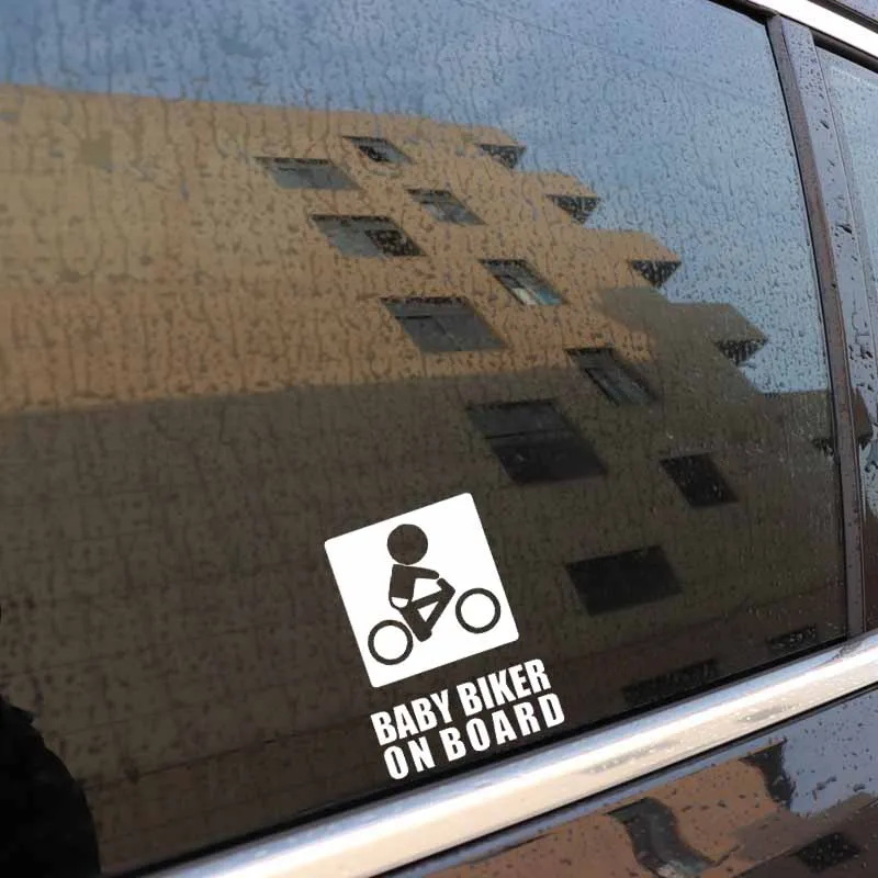 

YJZT 9.7CM*13.2CM BABY BIKER ON BOARD Vinyl Sticker Car Funny Cute Decals Black/Silver C10-00768