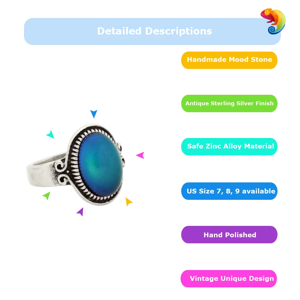 Mojo Панк Кольцо Старинные Цвет Изменение Настроения Чувство Эмоция Переменчивый