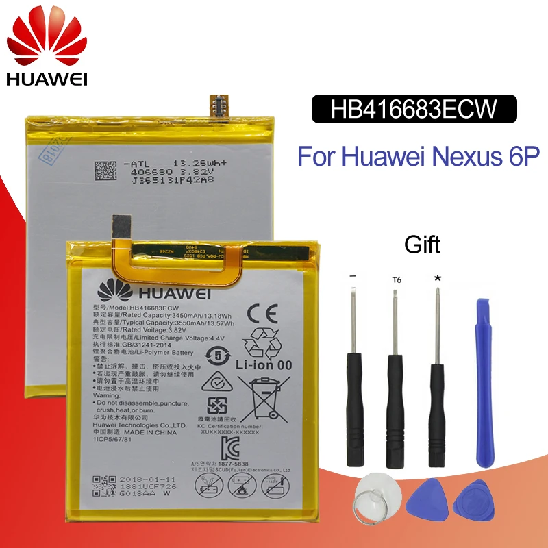Аккумулятор для huawei NEXUS 6P HB416683ECW 3450 мАч для huawei Nexus 6P H1511 H1512 Сменный аккумулятор для телефона с 9 инструментами