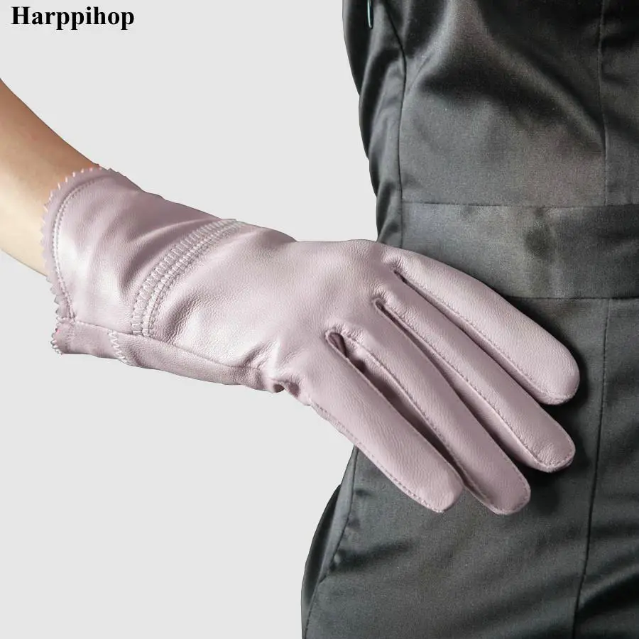 Зимние женские перчатки из 2017 натуральной кожи тонкие овчины теплые