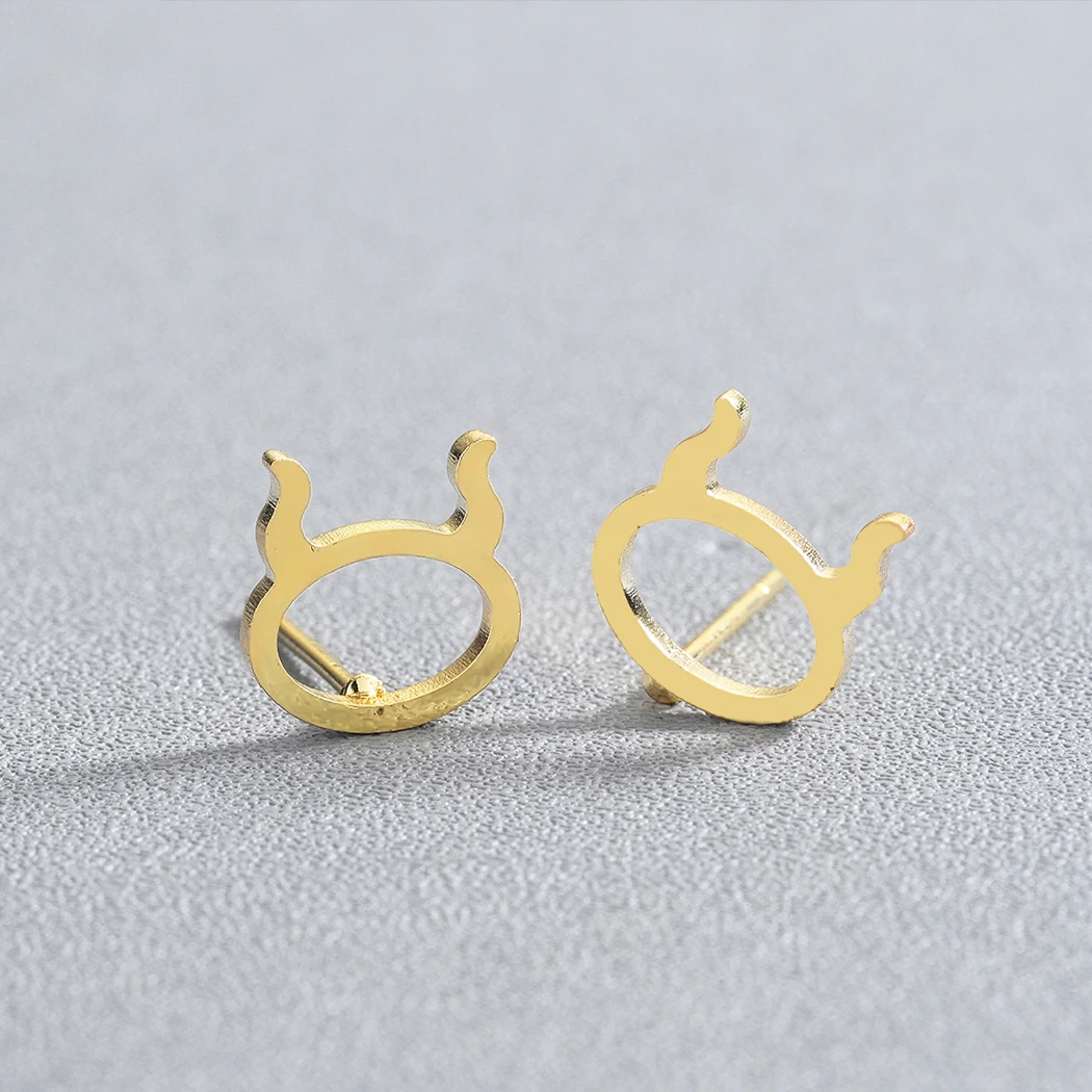 Женские серьги гвоздики со знаками Зодиака Телец|Серьги-гвоздики| |