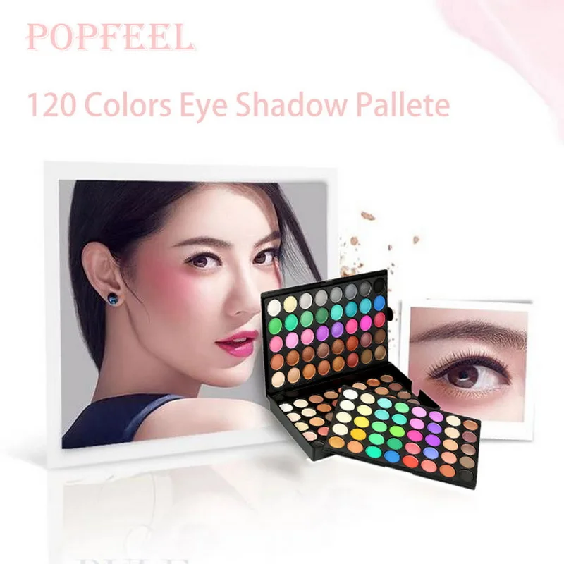 POPFEEL, 120 цветов, глиттер, палитра теней для век, матовая палитра теней для век, мерцающий блеск, Обнаженная палитра для макияжа, набор, косметика для женщин