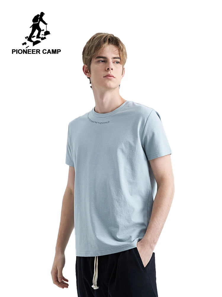Мужская футболка с вышитыми буквами Pioneer Camp розовая однотонная Повседневная