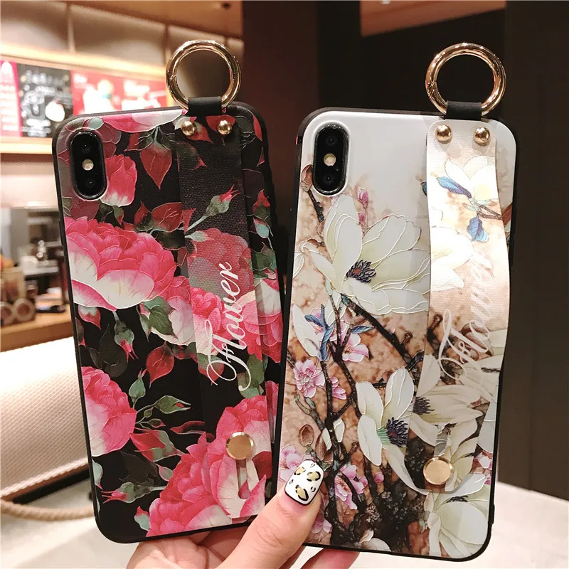 3D рельефный с розой цветком цветочным мотивом чехол для iPhone 7 8 6 6s plus X Xs max XR