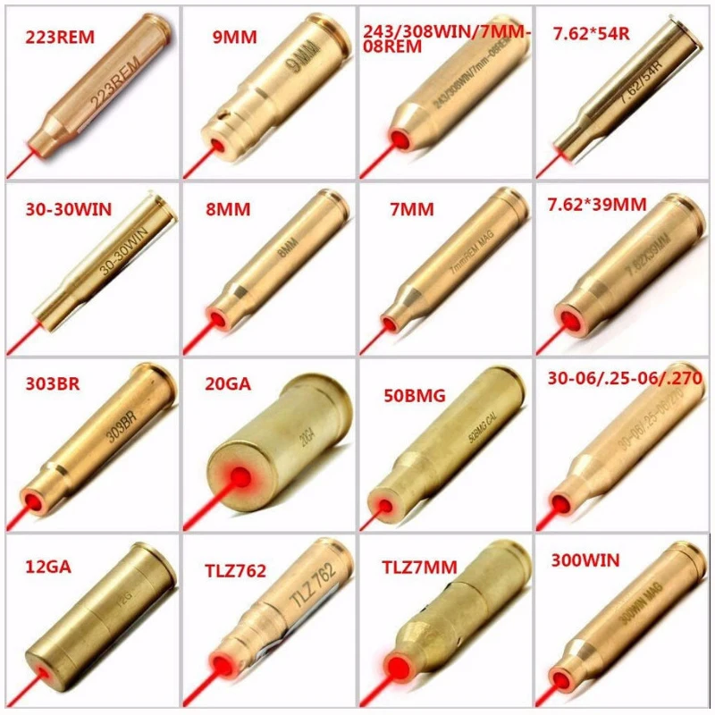 Тактический Пистолет Аксессуары лазерный калибратор Cal:.223REM 9 мм 12GA 7.62x54R Красный