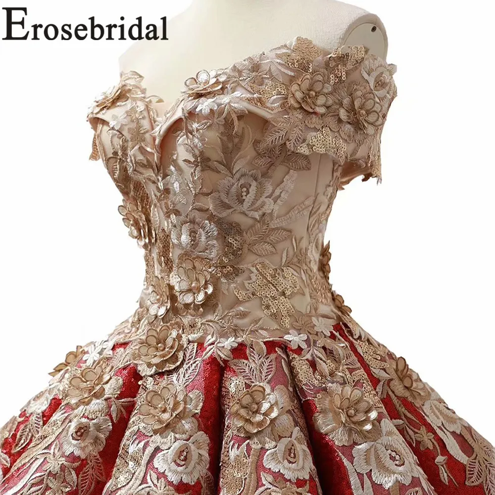 Erosebridal Новое поступление 2019 длинное вечернее платье без бретелек бальное вышитое