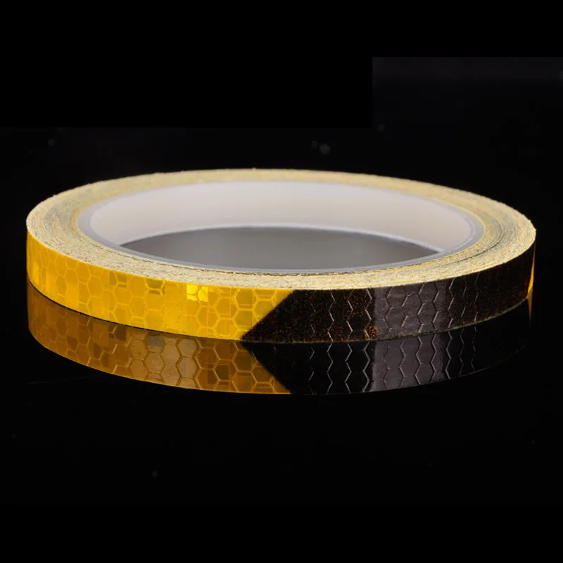 Yellow Black 1 см* 8 м DIY автомобиля безопасности светоотражающие тела ленты наклейка Синий Красный Желтый Предупреждение светоотражающие наклейки полосы обод для мотоцикла Грузовик - Цвет: Yellow Black