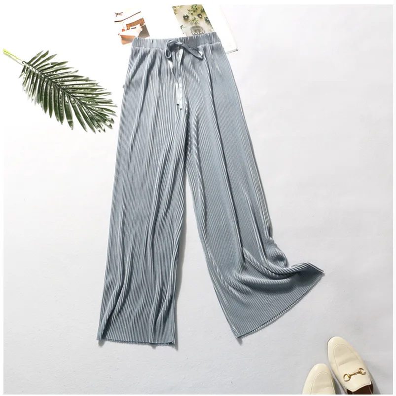 Grey Luckymily новые летние женские брюки с низкой талией, широкие брюки, Корейская версия диких штанов, свободные широкие штаны для женщин - Цвет: Grey