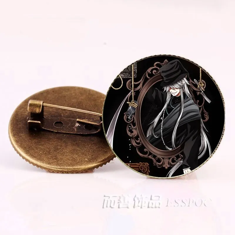 Черная брошь дворецкий из аниме бронзовый значок Kuroshitsuji Ciel Phantomhive Sebastian Grell Madame Red