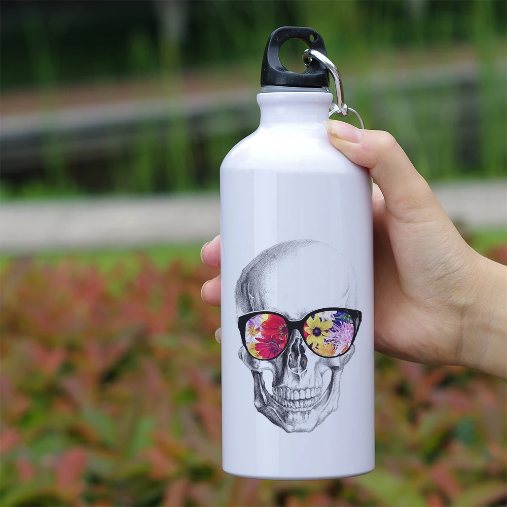 600ml Skull Bottle Aluminum Outdoor Travel Sport Water for Biking Cycling Camping Hiking Fishing Light Photo | Дом и сад