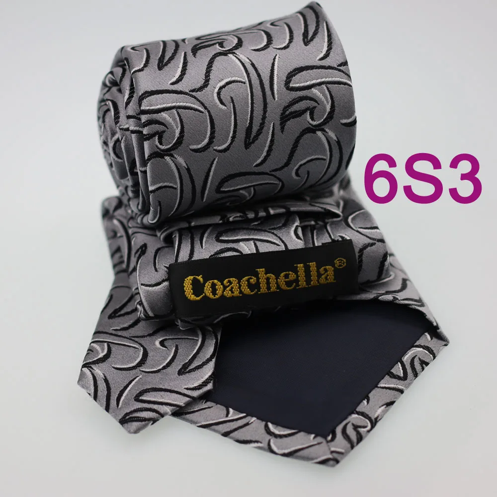 Мужские галстуки Coachella из 100% чистого шелка Серебристый Галстук с черными белыми
