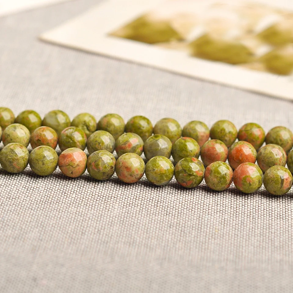 SAEN оптовая продажа бусины из натурального камня красные и зеленые круглые для