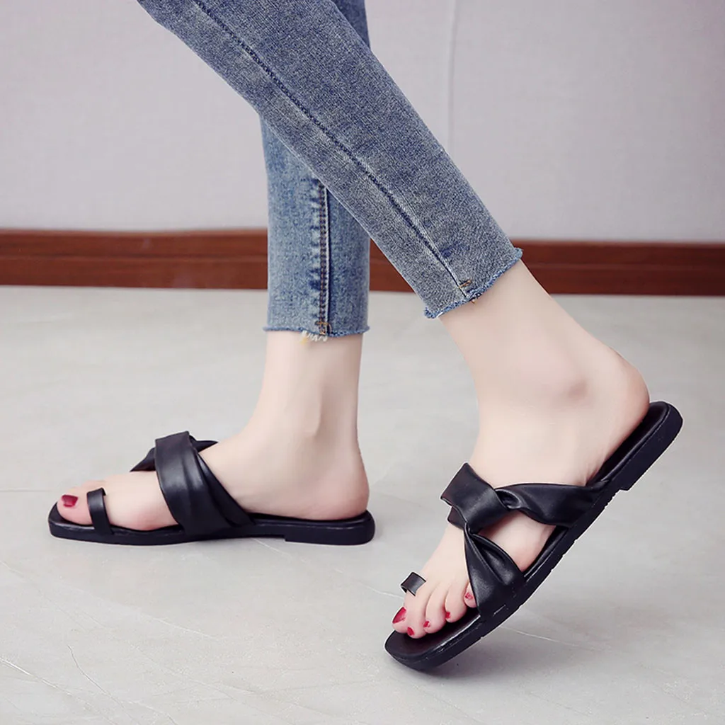 Женские летние шлепанцы chaussures femme с открытым носком одним словом на плоской