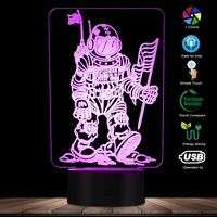 contemporary astronaut in space 3d illusion night lamp spacemen led desk light man on the moon decor space enthusiast gift idea