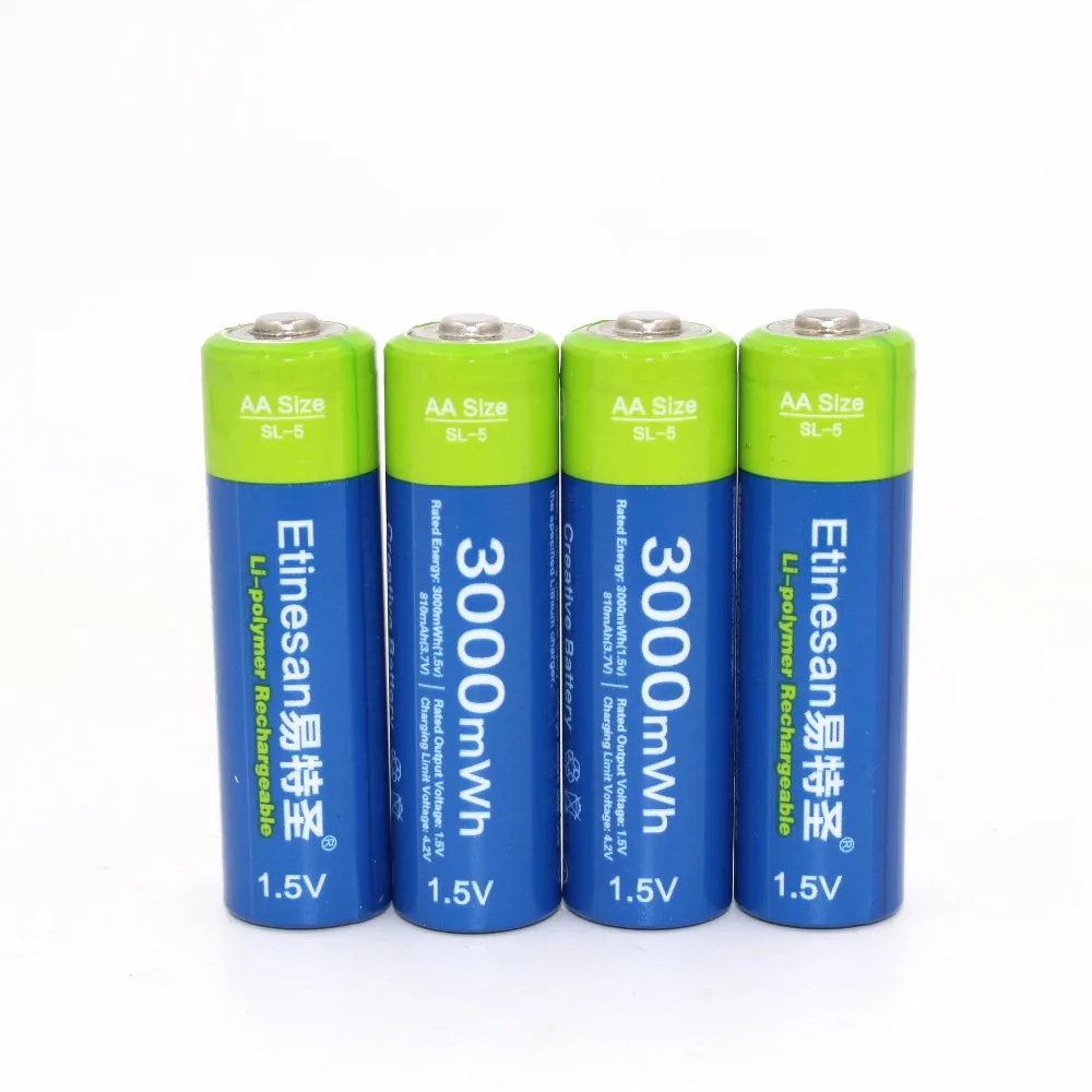4 шт. * Etinesan 3000mWh AA литий полимерный Li Po литиевый Лев аккумуляторная батарея для