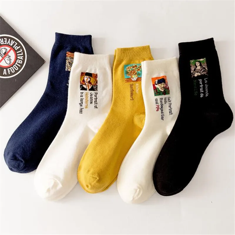 Сезон: весна лето искусство рисовать картину маслом Ван Гог &quotМона Лиза&quot носки