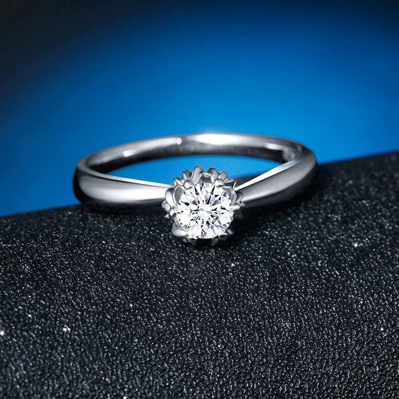 ZHJIASHUN Forever Brilliant Solitaire 1ct кольцо с алмазом Moissanite кольца Soild 10K белое золото свадебные