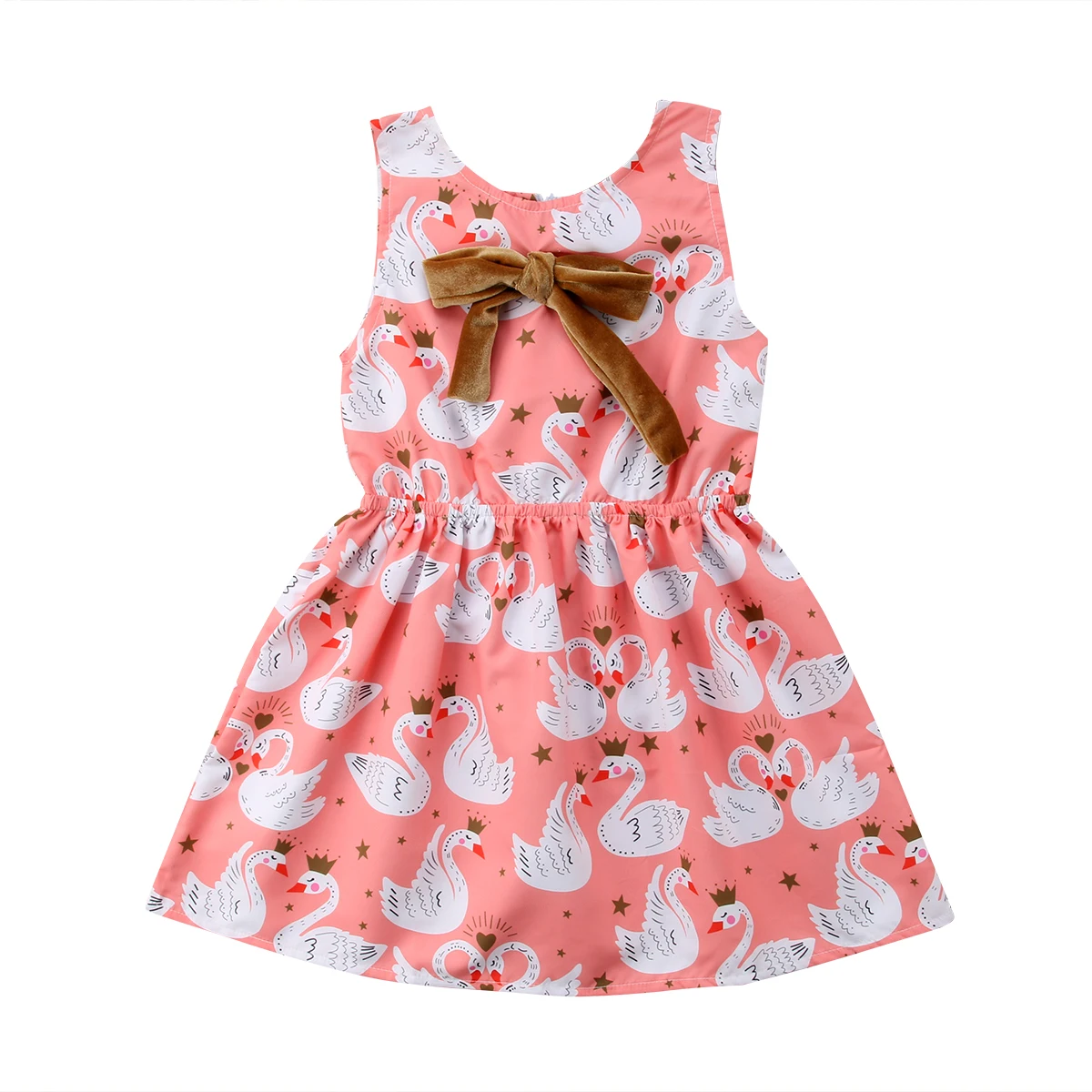NOVEL fashion summer printing New Kid Baby Girl Toddler Princess Bow Floral Swan Pageant Party Tutu Cute Dress wild lovely CH | Детская