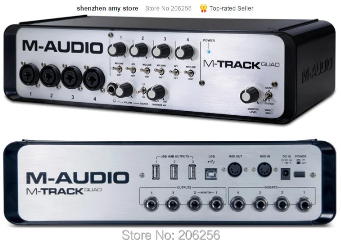 M-audio M-Track четырехканальный аудио+ MIDI USB мониторинг интерфейса для лучшей записи MIDI имеет центральный USB воспламенитель