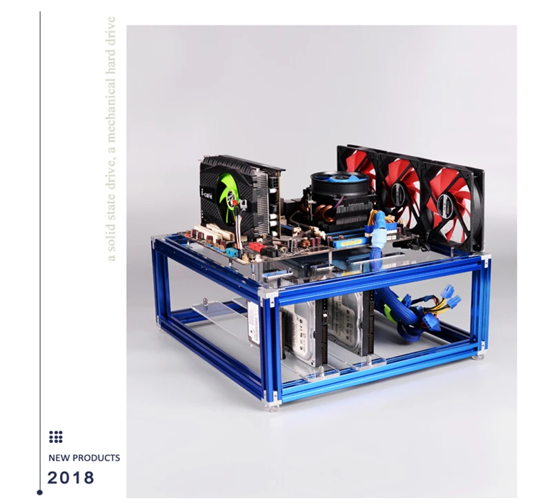 QDIY PC-JMK DIY алюминиевый сплав ATX материнская плата ПК Шасси в корпусе открытая голая рамка горизонтальная водяная охлаждающая платформа компьютерный чехол