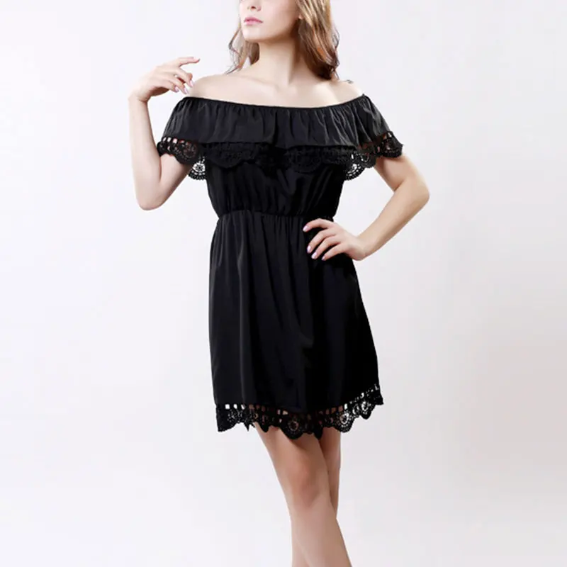 Женщины Элегантный Винтаж сладкое кружево белое платье стильный сексуальный