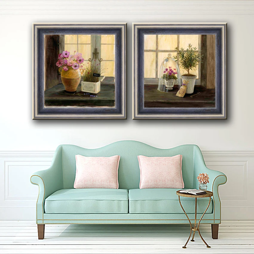 Набор картин маслом на холсте с изображением цветов подоконнике|canvas prints|print on