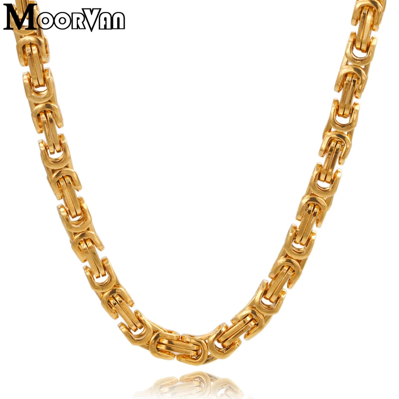 Moorvan, 55 см, 5,5 мм, Византийская Коробка, звенья, цепочка, ожерелье для мужчин,, нержавеющая сталь, ожерелье, Ретро стиль, для мальчиков, вечерние, ювелирное изделие, подарок, VN203