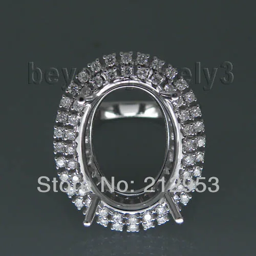 

Vintage Oval 12x16mm 18kt White Gold Natural Semi mount Ring SR294B