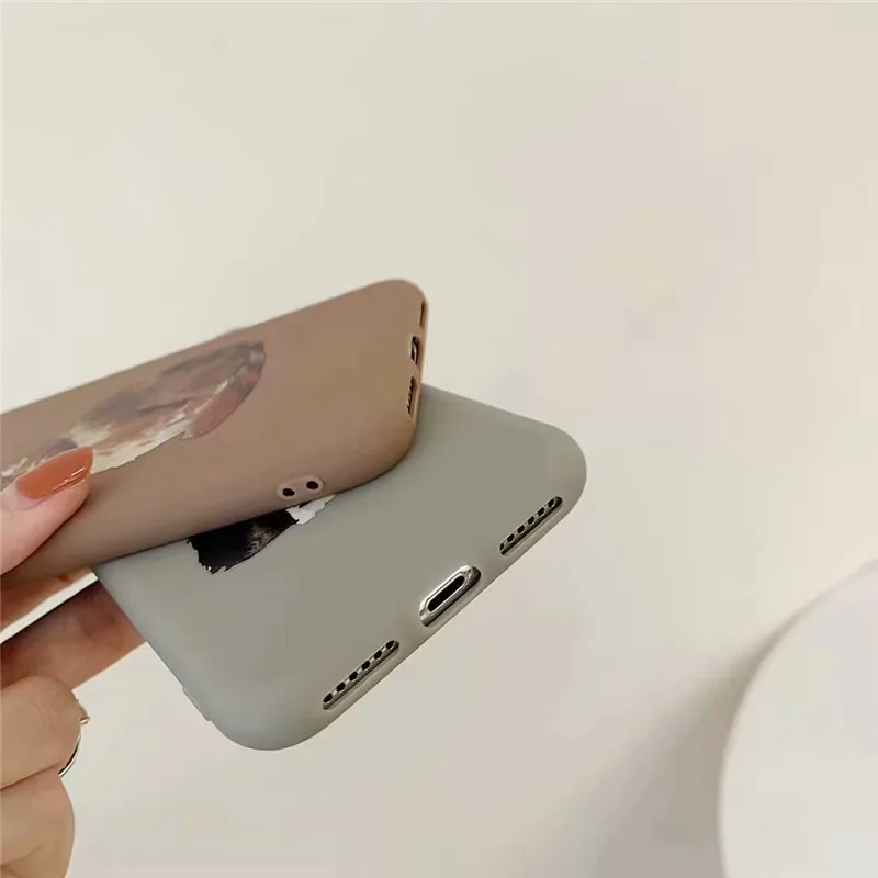 Милый мягкий чехол на корпус телефона с мультяшным котом для iPhone 8 7 6 6s Plus матовый
