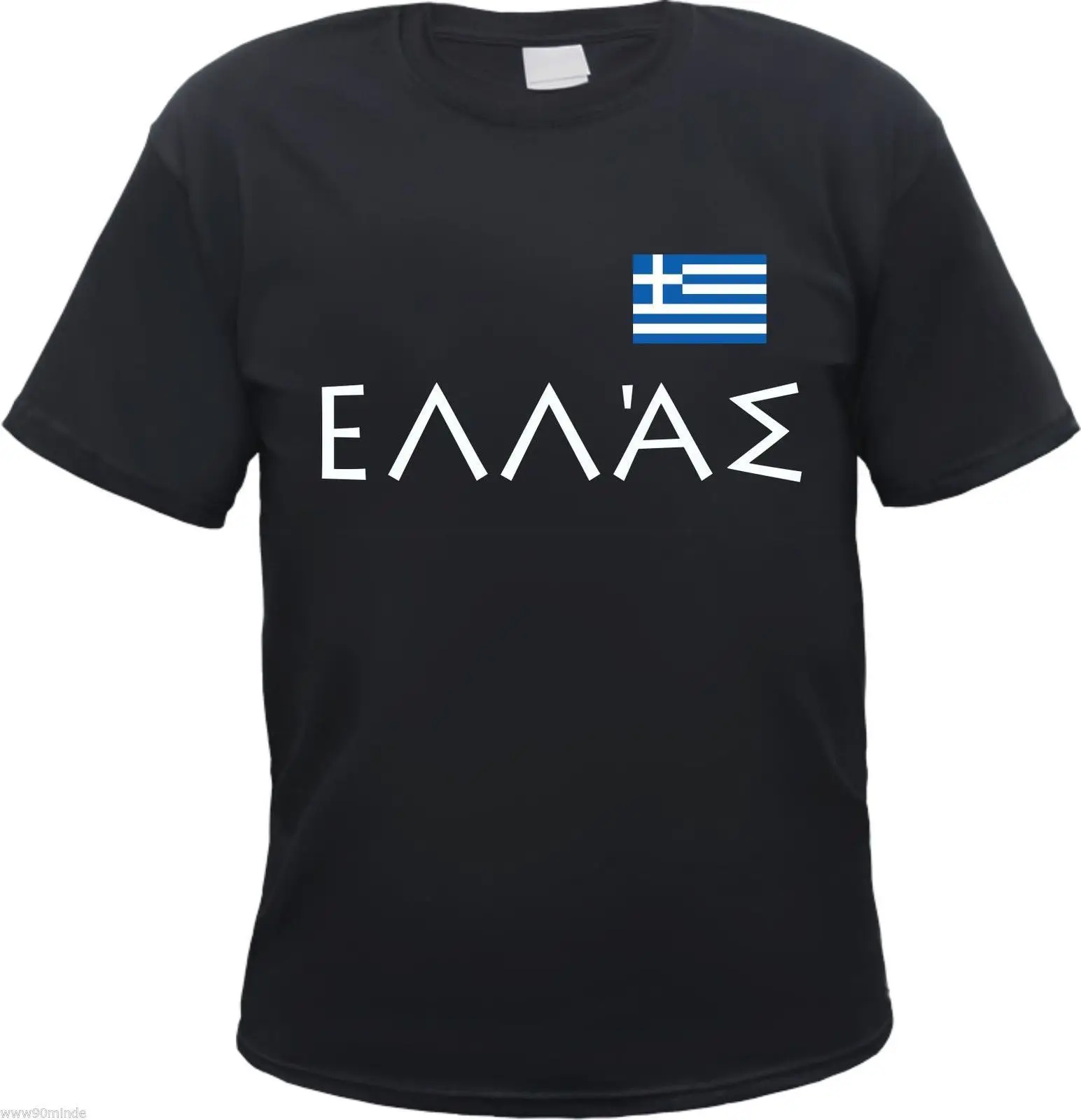 Греческая Футболка-черный/белый с принтом флага-размер от S до 3XL - Hellas | Мужская