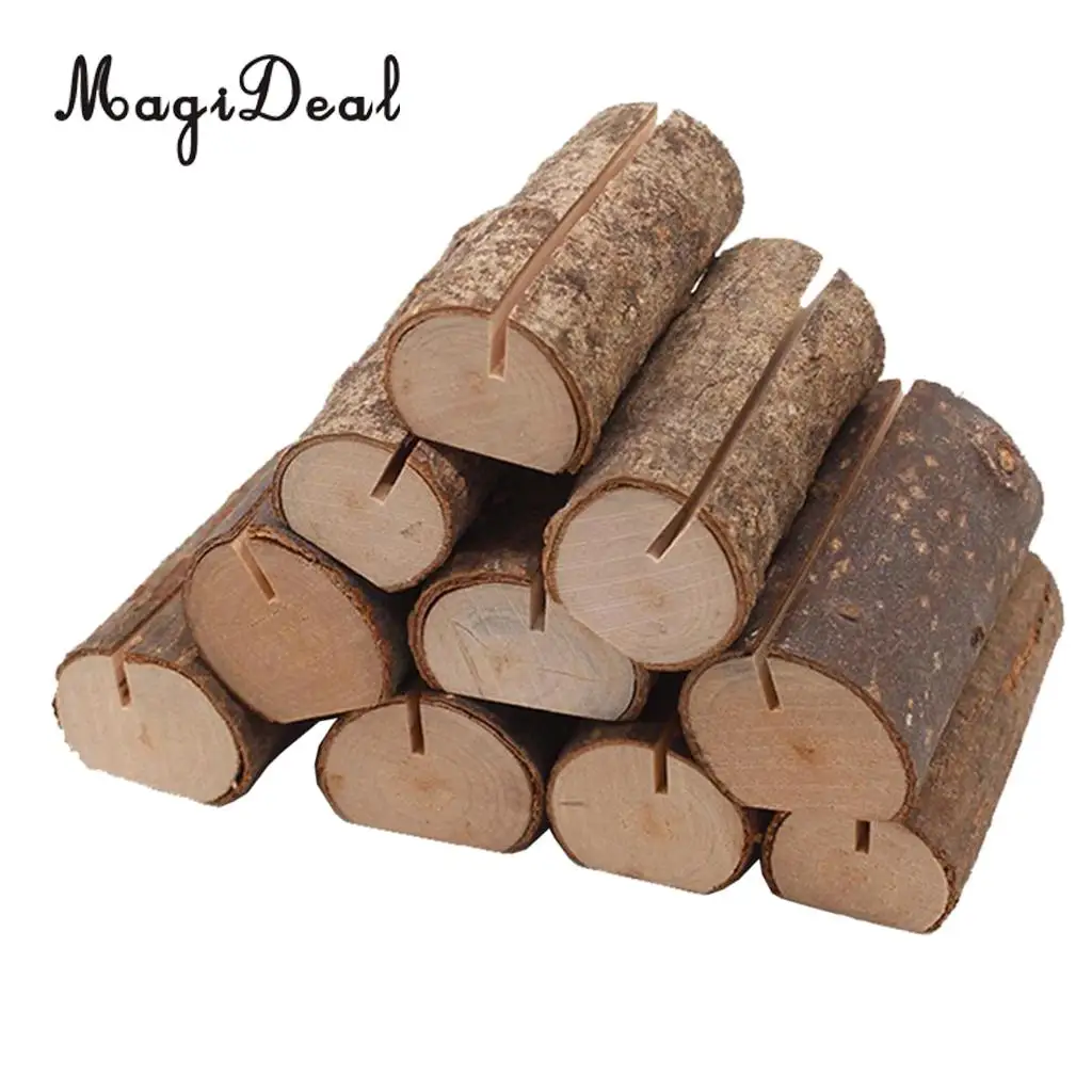 

10pcs Rustic Wood Place Card Holder Party Wedding Table Name Card Holder
