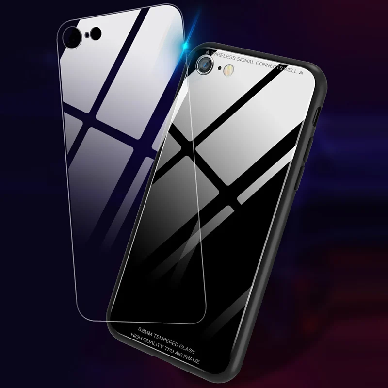 Tempered Glass Phone Case For Iphone X 8 7 6 Mobile Shell Cover Apple Cases Plus Protective Shatter-resistant |