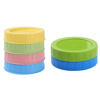 24pcs mason jar lids leak proof seal silicone o ring plastic screw lid universal storage cap cover for wide mouth mug cannings
