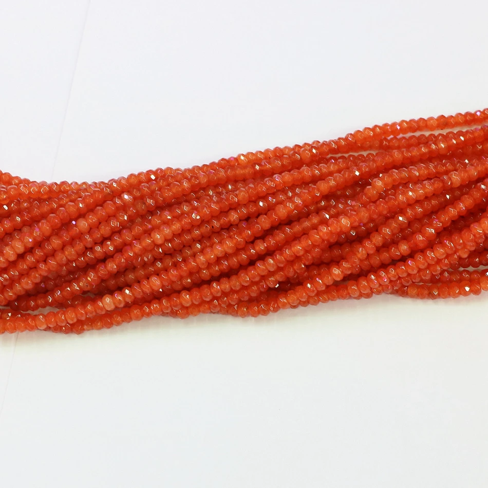 Charms orange red stone 2*4mm fashion faceted abacus loose beads diy high quality Jewelry 15&quot B577|loose beads|beads diyred |