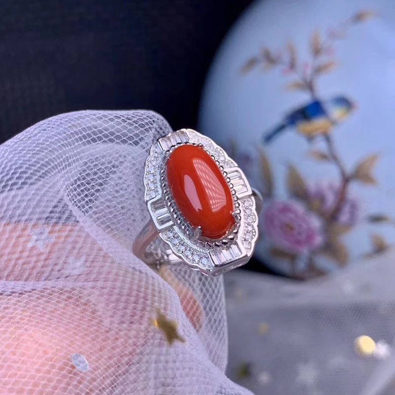Ювелирные изделия CoLife Vintage кораллово красное кольцо для вечерние 6 мм * 12