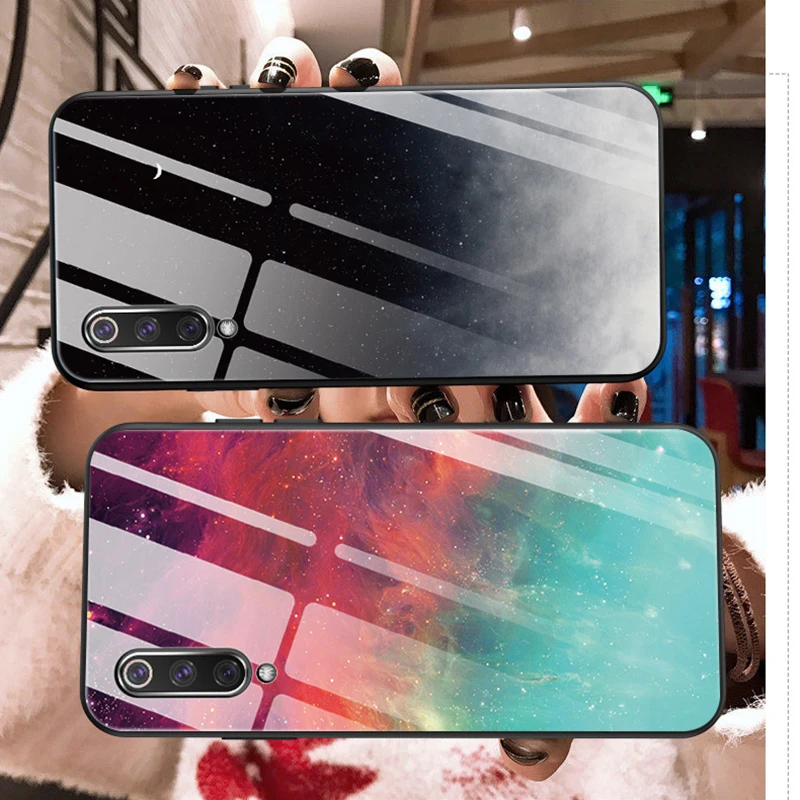 Стеклянный чехол для Xiao mi Red mi Note 7 6 5 Pro mi 9t mi 9 se mi A2 8 Lite Max 3 On Red mi 7 6A K20 Pro 5 Plus градиентный чехол Star Space