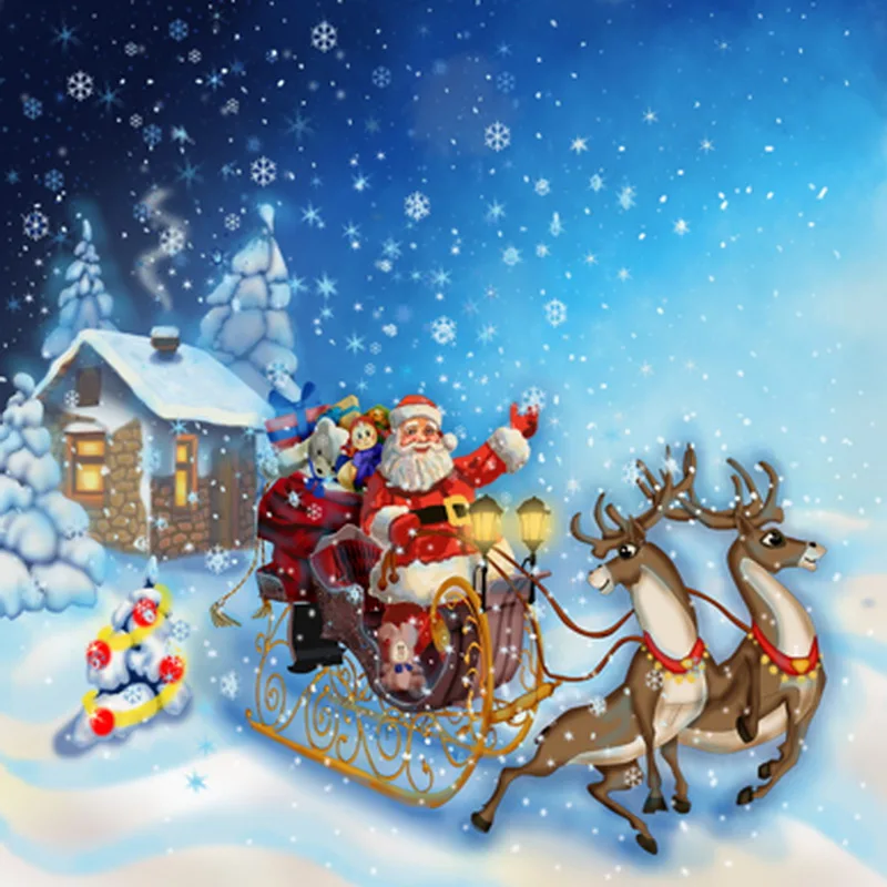 Christmas Children Background for Studio Santa Claus with David's Deer Snow House Snowflakes Winter Photo Backdrops 150cm*200cm |