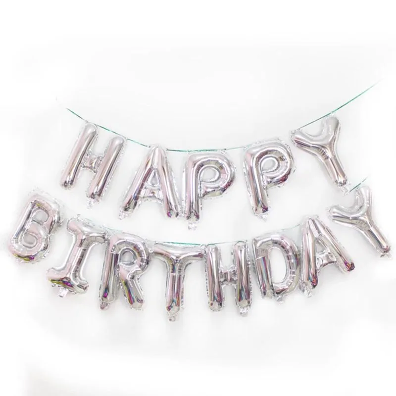 MB HBD Silver Лидер продаж 16-дюймовый разноцветные шары из фольги в виде букв 13 шт./лот с днем рождения наполняемая воздухом воздушные шары вечерние globos 1st на день рождения следа - Цвет: MB HBD Silver