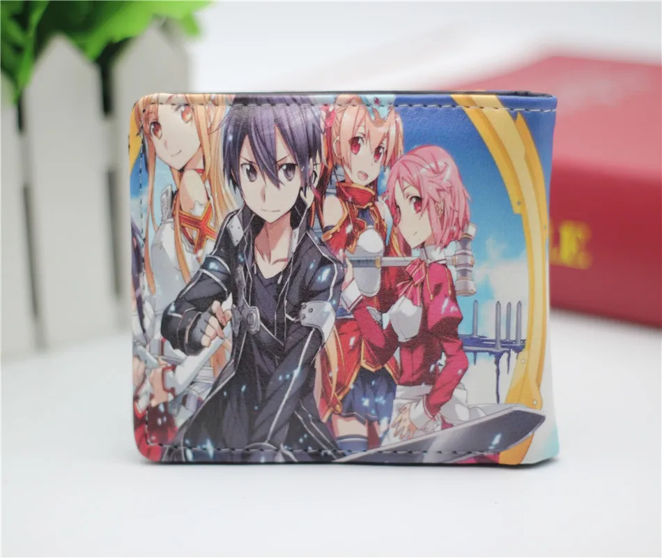 Аниме Sword Art Online SAO Kazuto Pu короткий кошелек двойной фото держатель для карт слоистая кнопка мужской кожаный кошелек с принтом для мальчиков и девочек