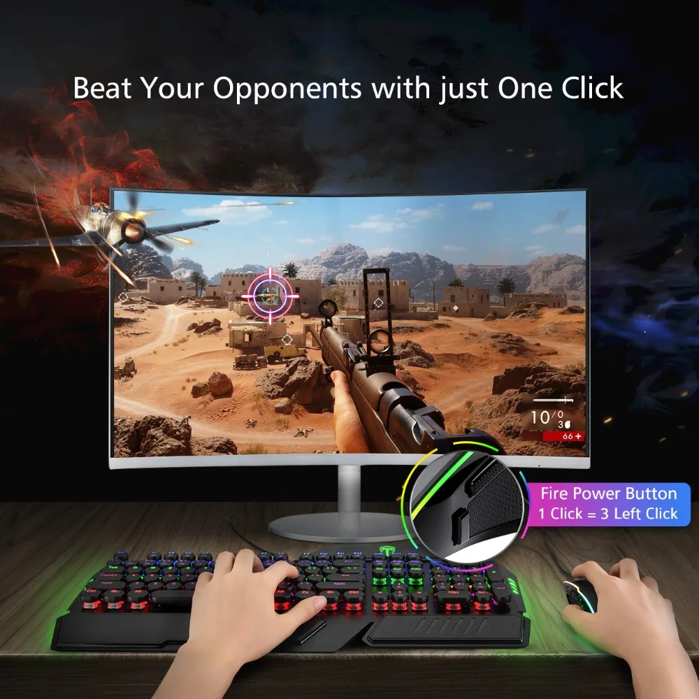 Игровая мышь VicTsing RGB 8 программируемых кнопок 7200 DPI Регулируемая оптическая