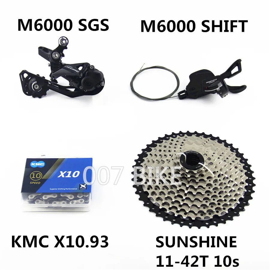SGS SUNSHINE 42T Deore M6000 Группа Комплект Mtb горный велосипед группа 1x10-speed 11-42t M6000 задний переключатель рычаг переключения передач - Цвет: SGS SUNSHINE 42T
