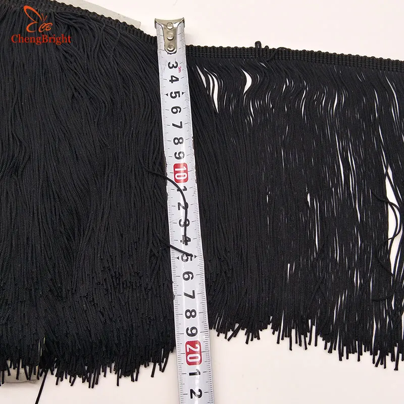 

CHENGBRIGHT 10Meters 100cm Wide Black Lace Fringe Trim Tassel Fringe Trimming For DIY Latin Dress Stage Clothes Accessories