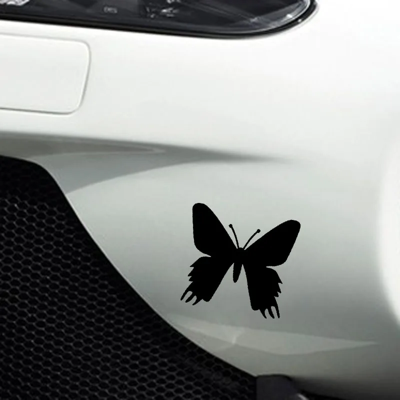 

YJZT 15CM*14.1CM Nifty Butterfly Beautiful Delicate Vinyl Decal Nice Car Sticker Black/Silver C19-0855