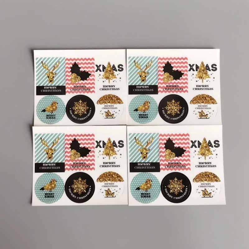 

600 Pcs Christmas Stickers Gift Label Self Adhesive Sealing Stickers Scrapbook For Cards Xmas Gift Box Gift Packaging Bag Custom